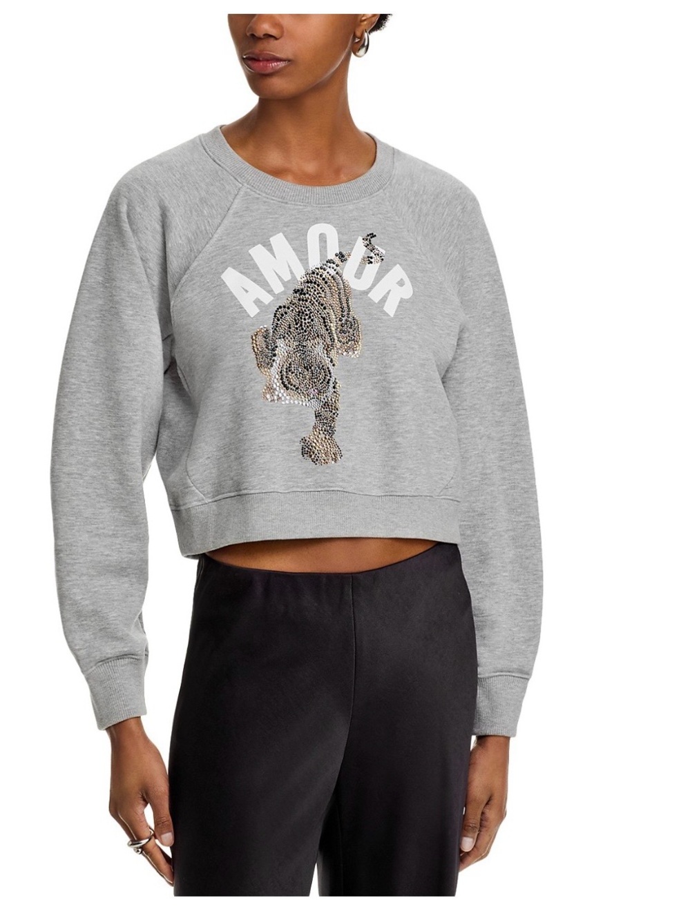 Cinq a Sept Sequin Cropped Sweatshirt - Grey